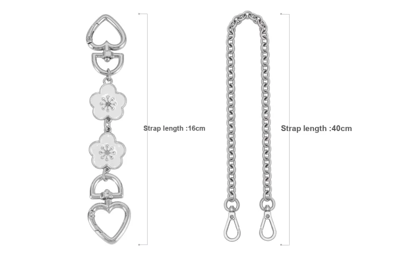 Lan Bao Fan Alloy Metal Bag Accessory Bag Strap Unisex Silver-16