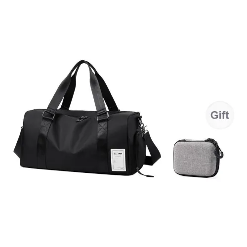 SEPTWOLVES Artificial Leather Gym Bag, Travel Bag, Carry on Bag QPL Tubas Unisex Black
