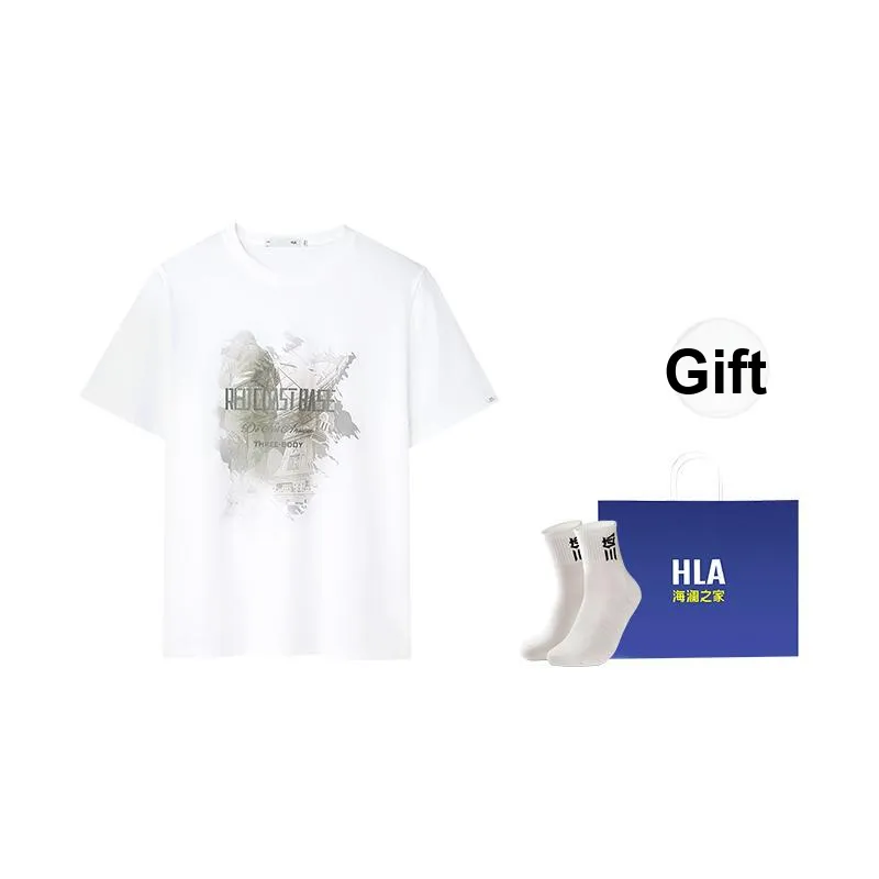 HLA x SANTI LIANMINGKUAN T-Shirt Men's Bleached White Pattern-1