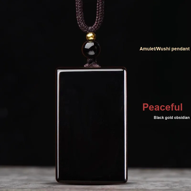 ZHIZUO Natural Obsidian Necklaces Unisex-1