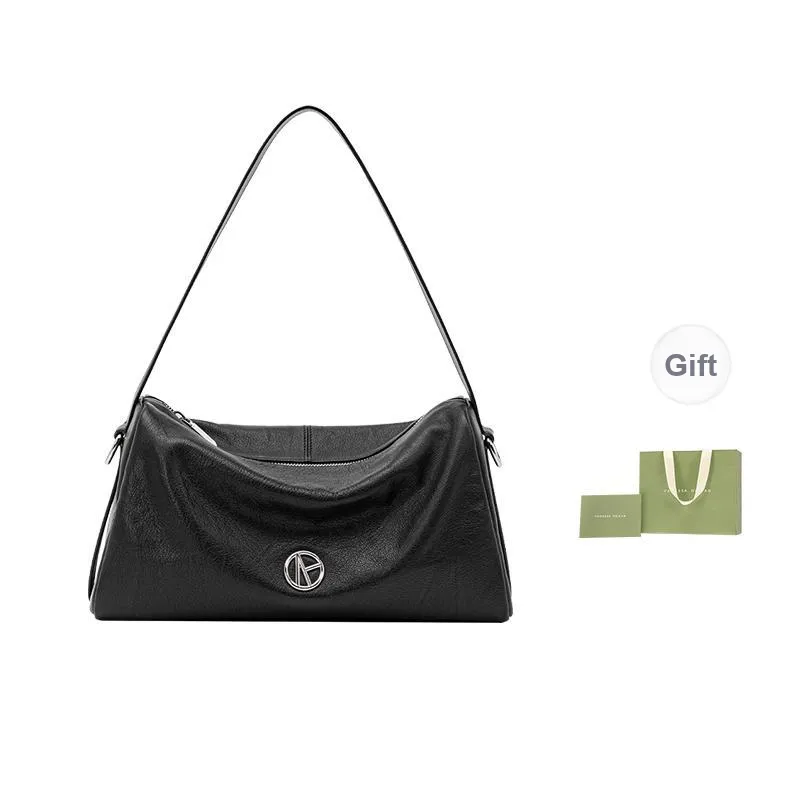 VANESSA HOGAN Cow Leather Crossbody Bag Shoulder Bag Large Size Women's Black-0