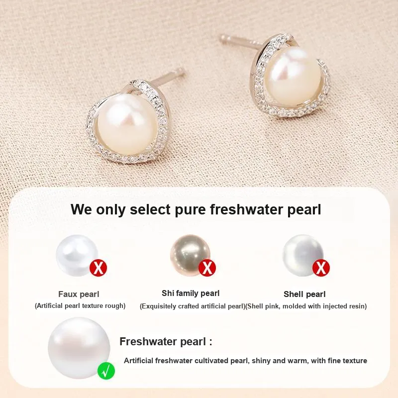 LAOYINJIANG Pearl Stud Earrings, Includes Silver Earring Back Women's-3