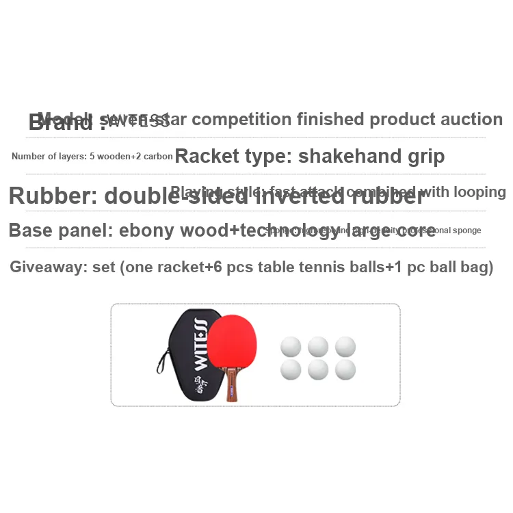 WITESS Ping Pong Paddles Unisex All Wood With Carbon Fiber-1