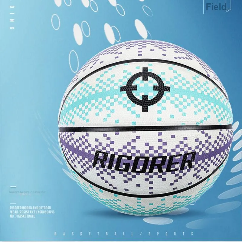 RIGORER Pixel Collection Rubber Basketball Blue Purple White Size 7 Training-5
