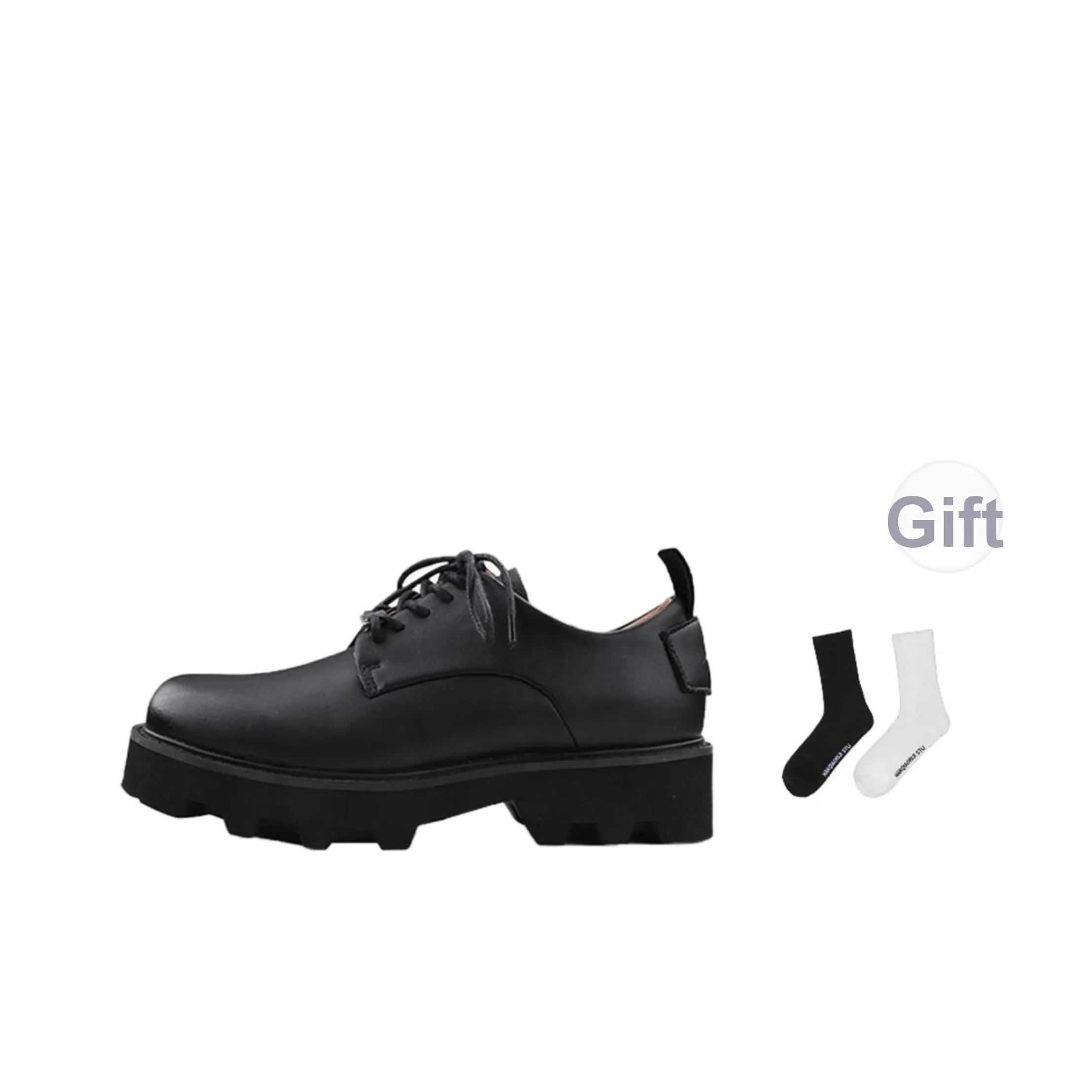 HANQIAORIJI Black Blood Series Dress Shoes Unisex Low-Top Black
