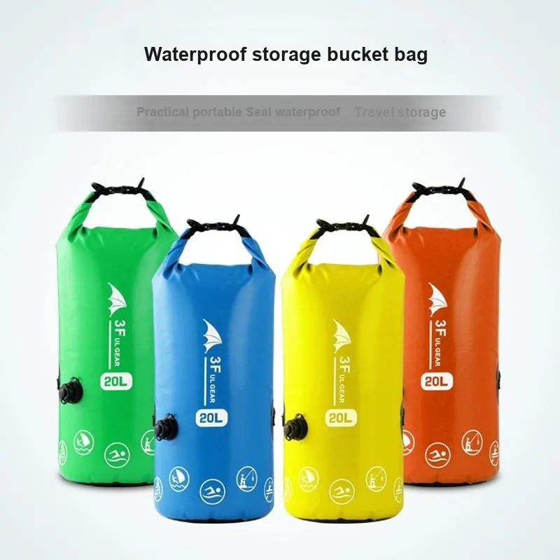 Three Peaks Out Outdoor Waterproof Bag Drifting And Kayaking Float Fishing PVC Material Blue 10L Shoulder Bag-3