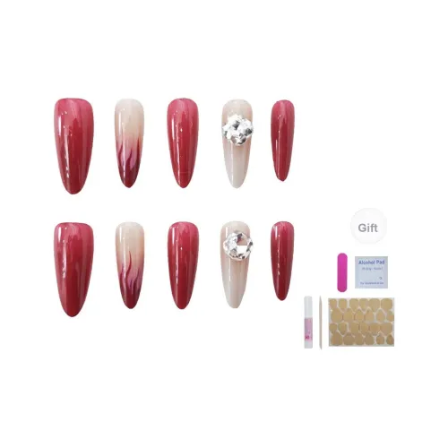 UNSEKI Роскошь Элегантность Изящный False Nail Миндаль Красный Jump Цвет