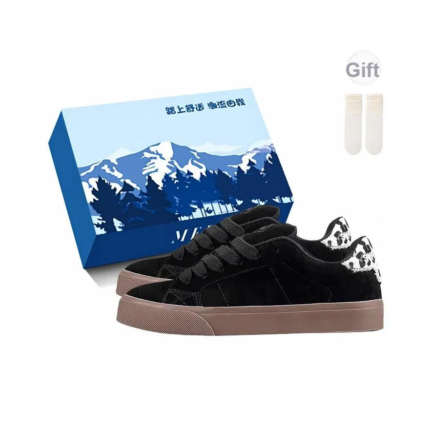 Fawn Miri Slip-resistant Abrasion-resistant Low Top Casual Shoes Women's Leopard Print Black Фawn Miri Противоскользящие Износостойкие Низкие Топ Повседневная Обувь Женская Леопардовый Печатный Черный