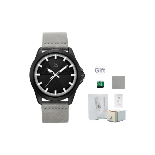 SHENGKE Кварцевый механизм кожаный ремешок женские часы черный циферблат