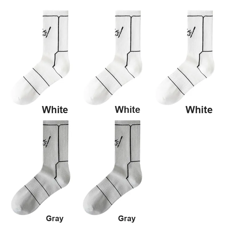 H YXIANG Mid Calf Socks Unisex 5 Pack-11
