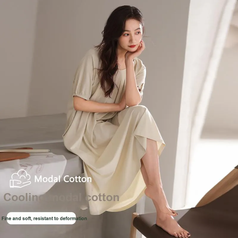 Lan Miao Nightgown Women's Light Gray-4