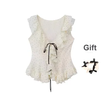 TURN UP Tank Tops Women's Apricot+Bowknot Hair Tie Comes With