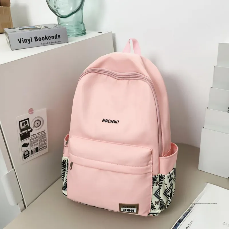 AIBAG Nylon Backpack Unisex White/Gray/Black/Pink/Coffee/Green-25