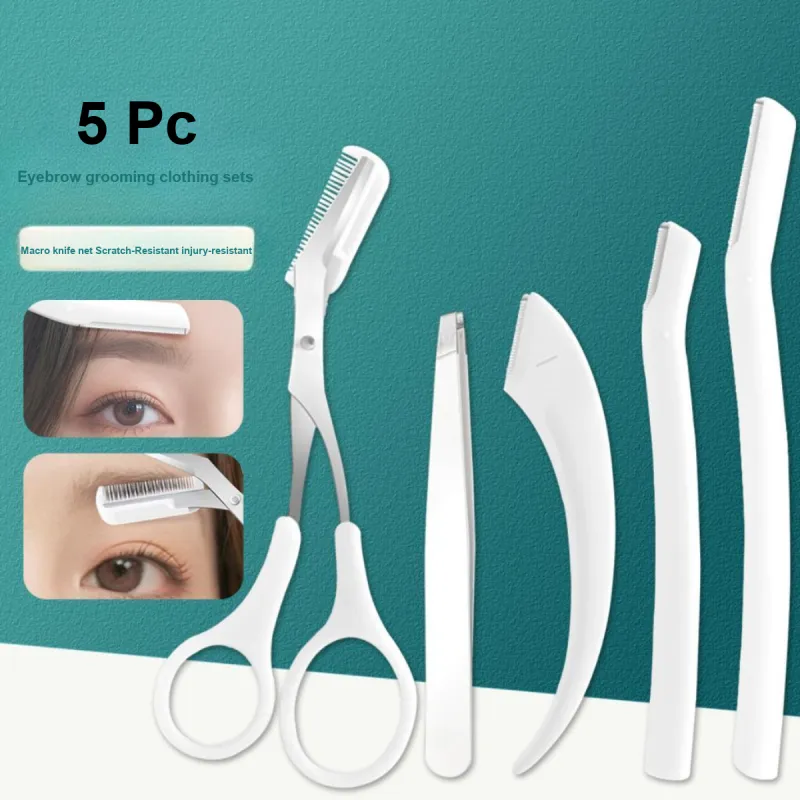 SHANGYELAMEILA 5 Pcs Eyebrow Grooming Tools For Women's, Safe Men's Eyebrow Razor And Clippers Eyebrow Razor-2