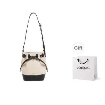 JONBAG Synthetic Leather Bucket Bag Crossbody Bag, Shoulder Bag Medium Size Women's Black