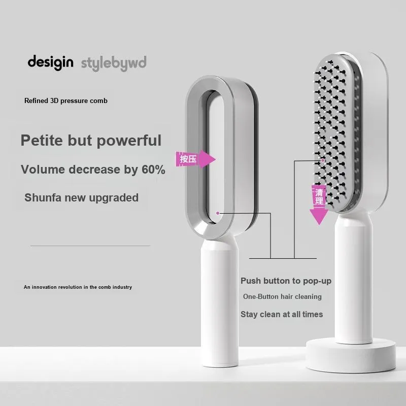 Love Of Wormwood Push Button Air Cushion Comb Long Hair Massage Comb Dormitory Home Use Portable Minimalist Style Comb-2