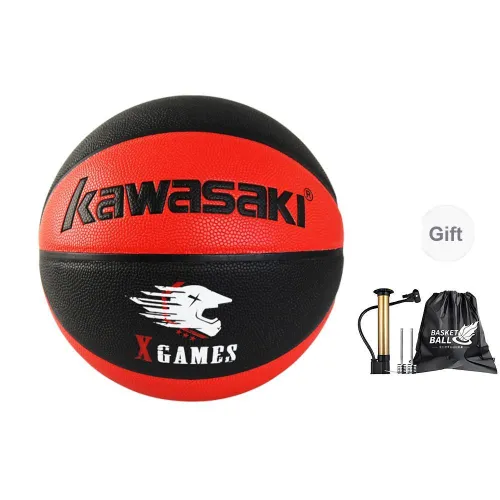 Kawasaki Rubber Basketball Black Red Size 7 Ball Training Unisex