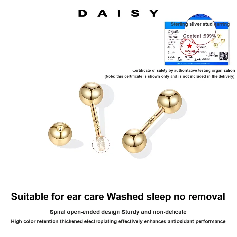 Daisy Dream 999 Fine Silver Stud Earrings Unisex-2