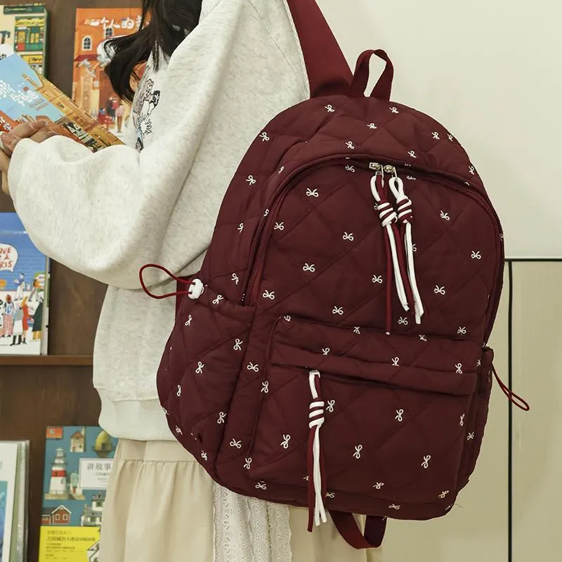 MOK Oxford Backpack Women's Black/Pink/Burgundy/Light Brown/Beige-11