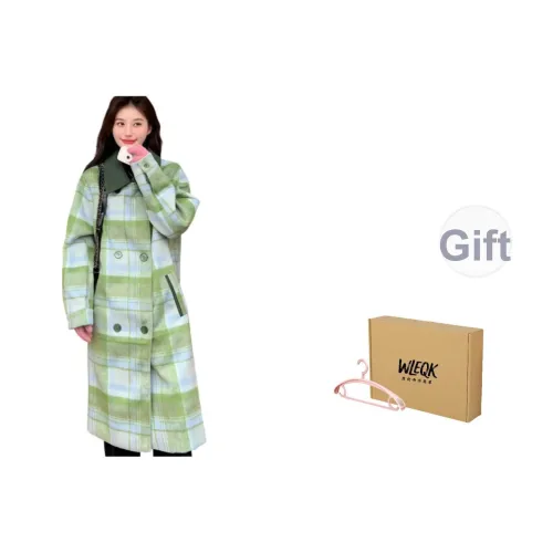 WLEQK Зеленое Женское Пальто