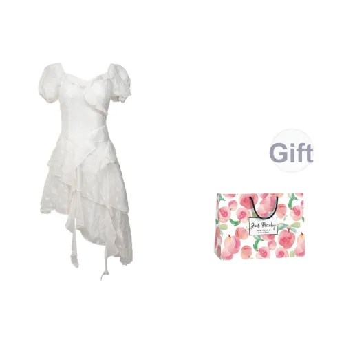 Qiuerle Короткий рукав Платье Женское Белое