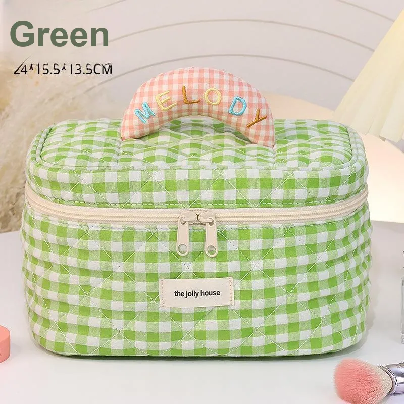 QEEDNS Plaid Large Capacity Good Looking Cute Portable Travel Bag Makeup Bags-3