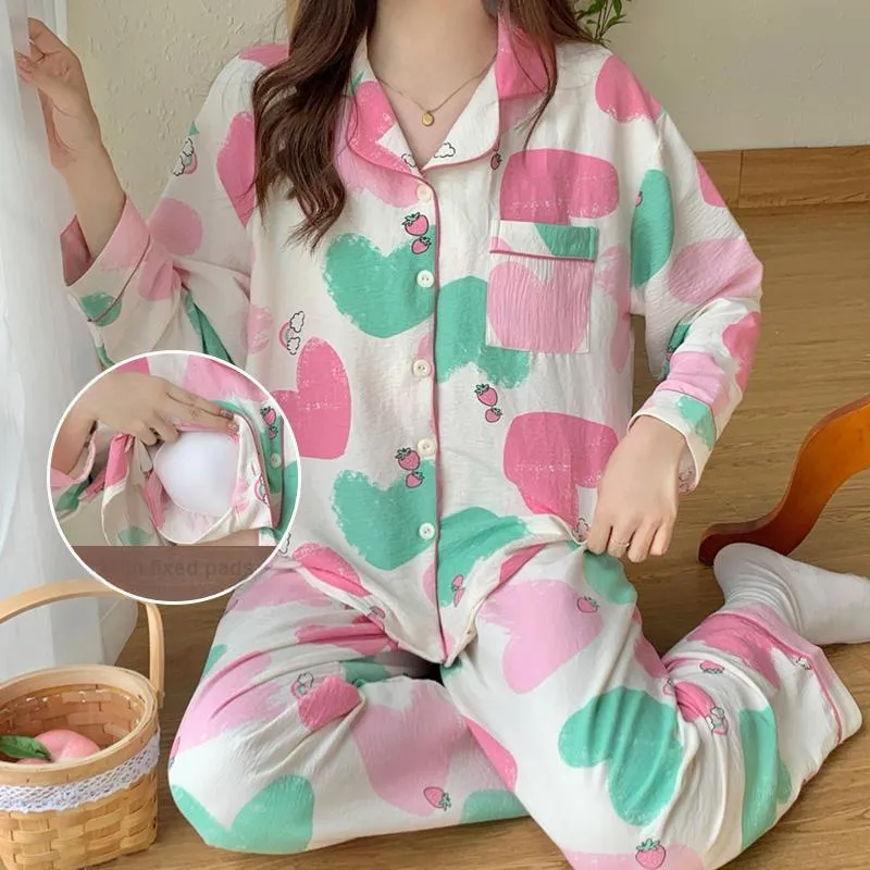 CAIHENGTONG Pajama Set Women's Multicolor Heart-4