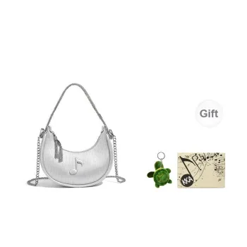 KKA PU Laminated Textile Handbag Shoulder Bag Crossbody Bag Regular Women's Silver/Black/Apricot