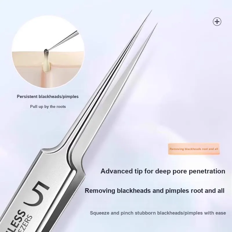XIAOTIANLAI Super Fine Blackhead Removal Tool Set, Pimple Tweezers, Beauty Clinic Tool-2