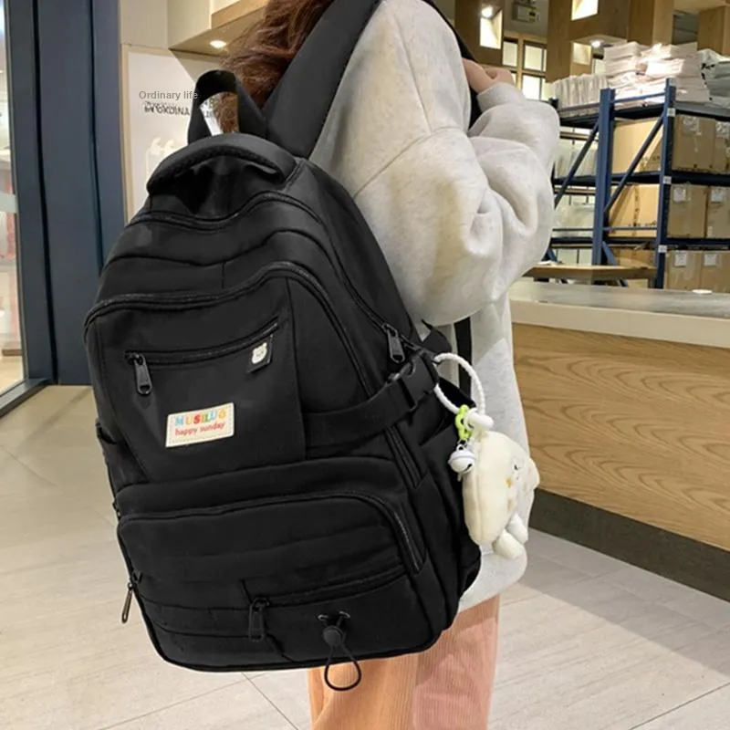 NX DOUGHNUT Nylon Backpack Backpack Large Size Unisex Yellow/Green/Pink/Black-7