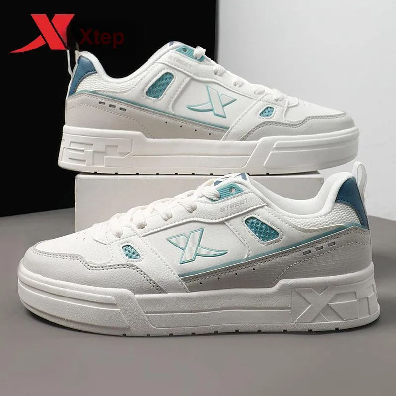 XTEP Street Play Collection Anti-Slip And Wear-Resistant Lightweight Low-Top Skateboard Shoes Men's White Gray Blue-11