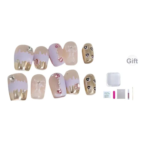 A Few More Cute Таро Фиолетовый Сердце Бант Magic Mirror Розовый False Nail Короткий LADDER Фиолетовый Телесный Coquette