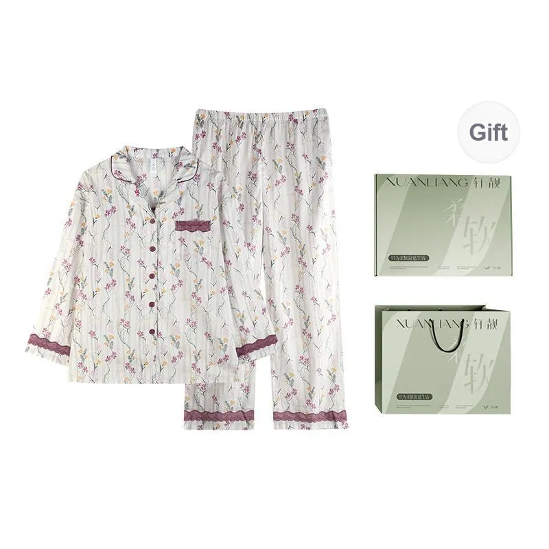 Xuan Liang Pajama Set Women's Gift Box Set Dark Purple-0