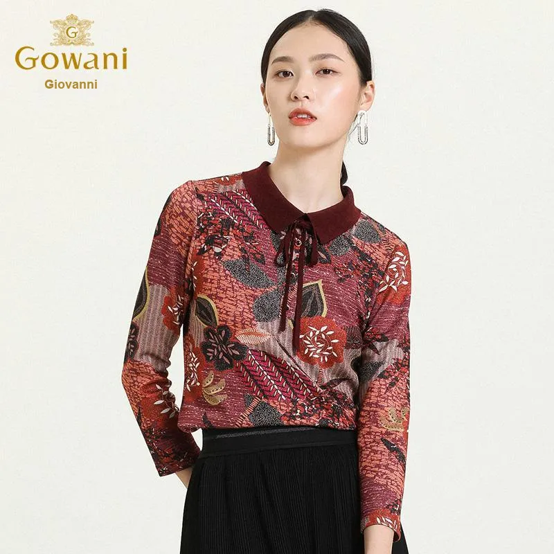 QIAOWANNI 2025 Spring Shirt Women's Golden Jade Splendid Pattern-5