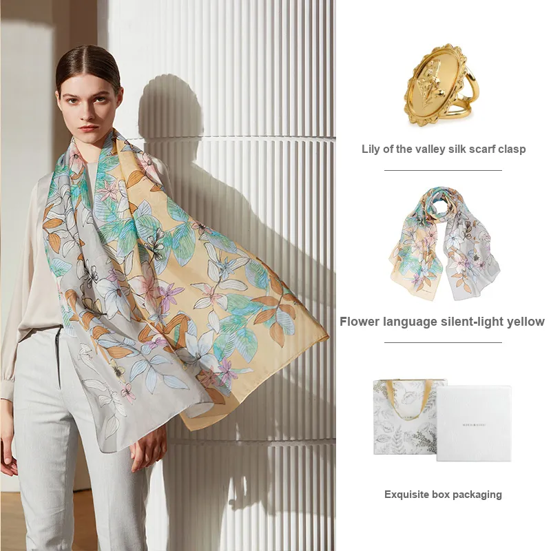 MARJAKURKI Silk Long Scarf Women's-3