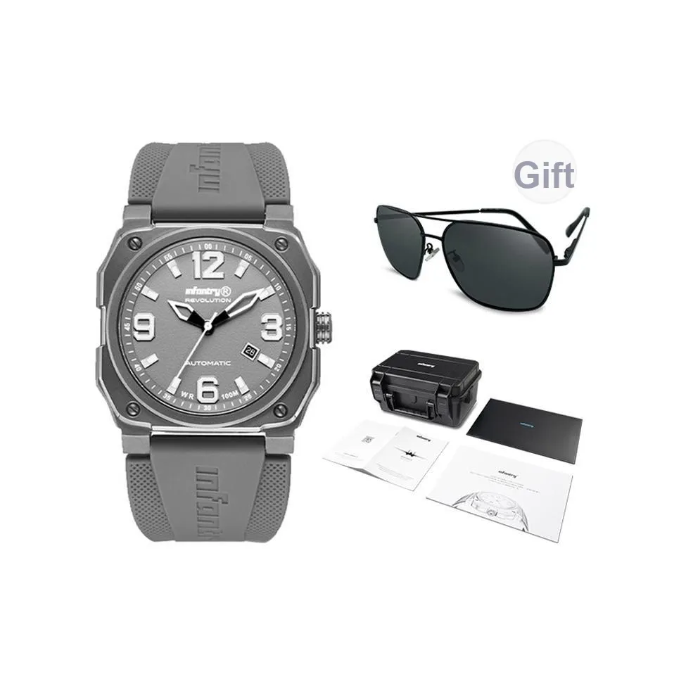 INFANTRY Mechanical Movement Silicone Strap Watch Men's Watches Gray Dial