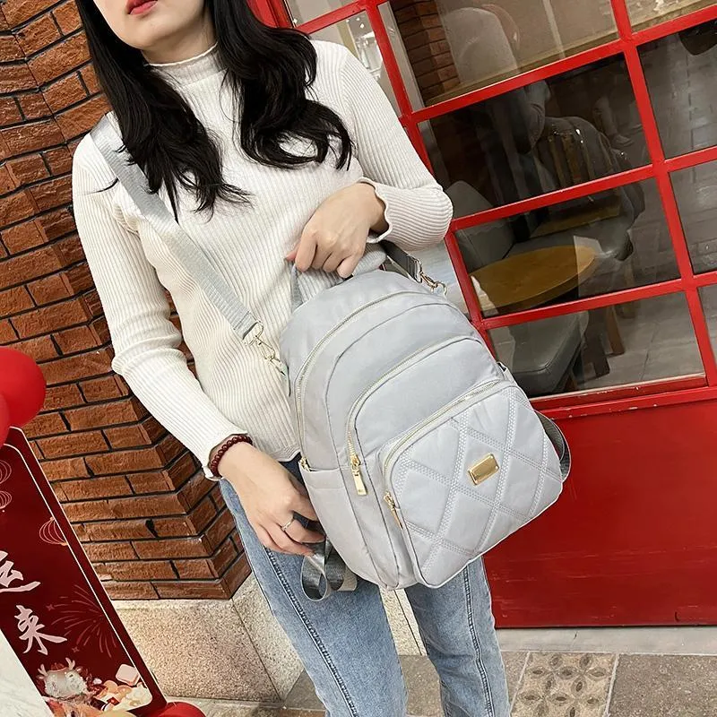 Yalu Oxford Backpack Regular Women's Silver/Black/Pink/Violet/Apricot-4