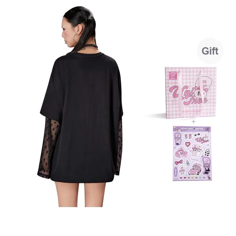 UNIFREE x [UNIFREE X ] Drop Shoulder Sleeve T Shirt Women's-1