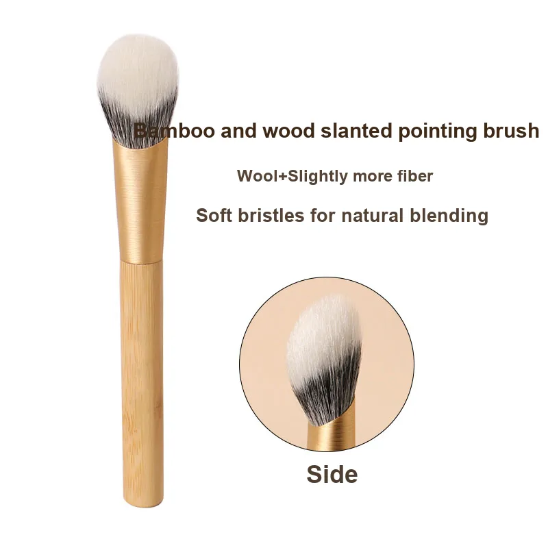 XIBI Bamboo Wood Z50 Slope Stippling Brush Blush Brush With Soft Portable Design For Beginners Made Of Wool-1