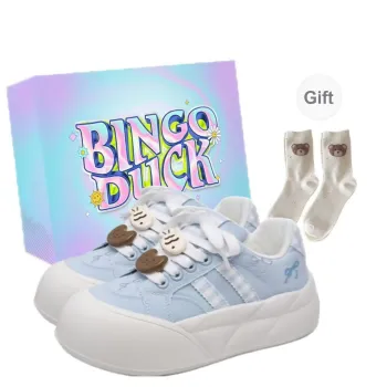 BINGO DUCK Slip Resistant And Breathable Low Top Skateboard Shoes Women's Sky Blue