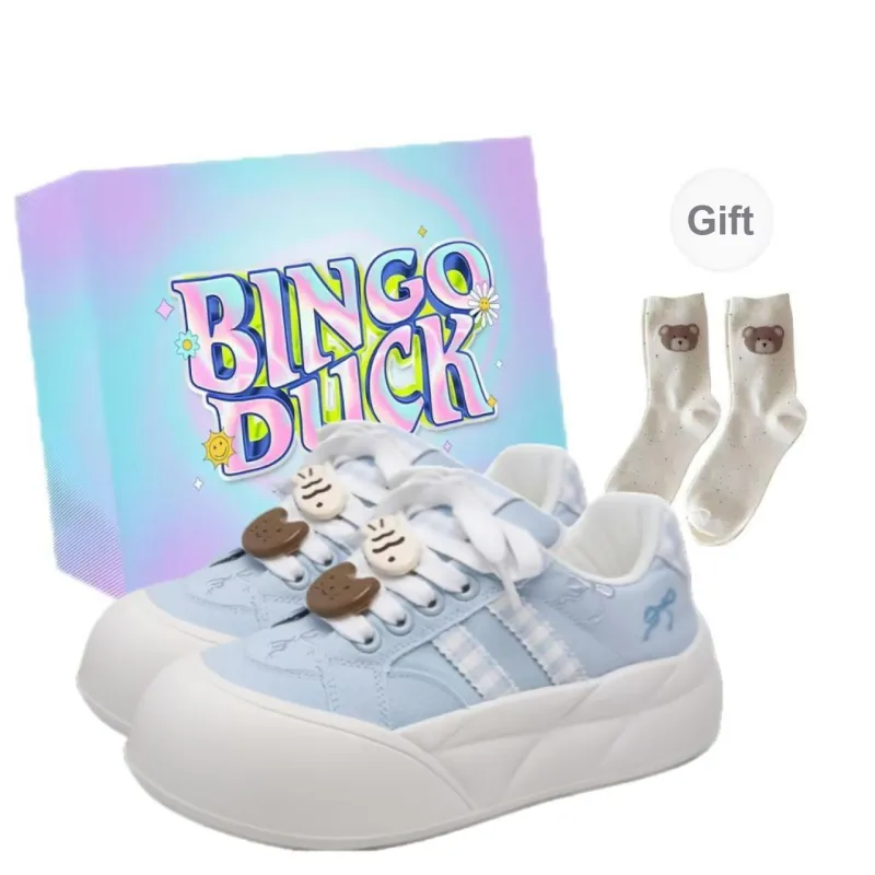 BINGO DUCK Slip Resistant And Breathable Low Top Skateboard Shoes Women's Sky Blue-0