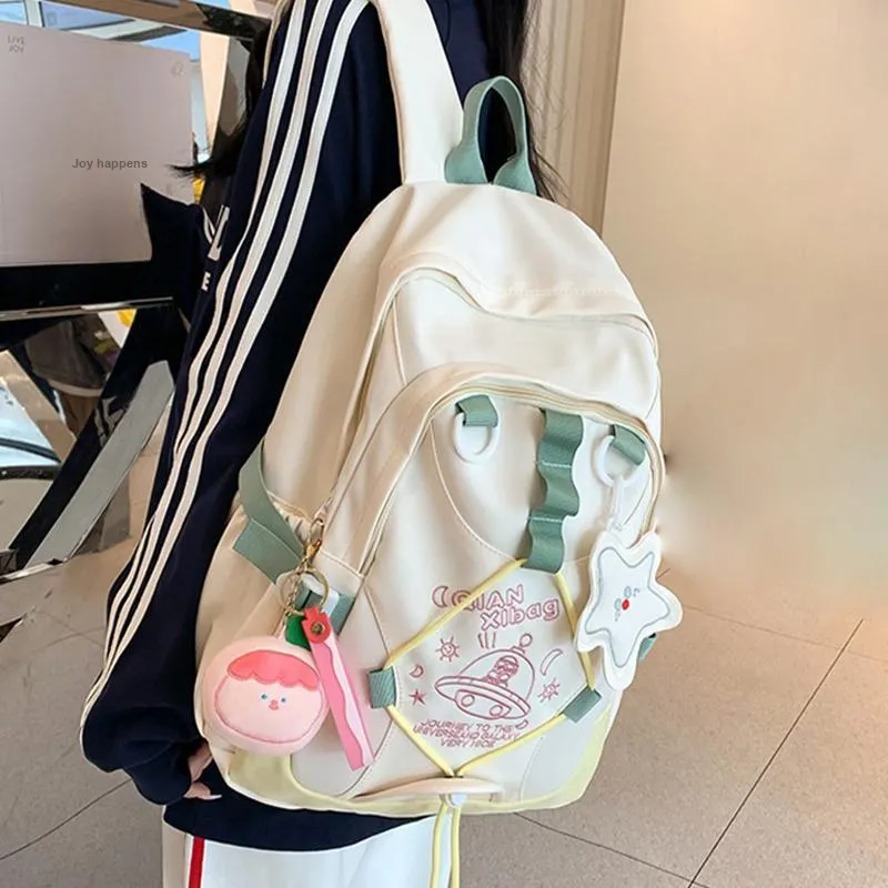 Bywhich Nylon Backpack Women's Yellow/Mint Green/Dark Purple/Gray-3