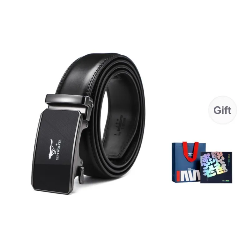 SEPTWOLVES Cow Leather Automatic Buckle Belt Men's Width 3.5CM-3