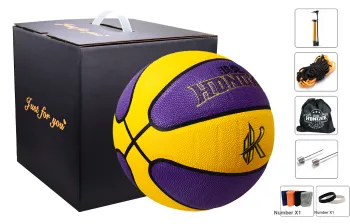 HONGKE Size 7 Indoor Outdoor Universal Basketball PU Yellow Purple