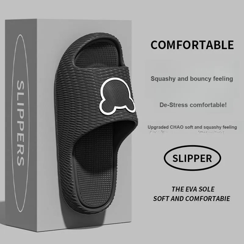 Foot Recreation Minimalist Style Cartoon Bear Solid EVA Slippers, Summer Slip Resistant Slippers, Unisex, Home Slippers-24