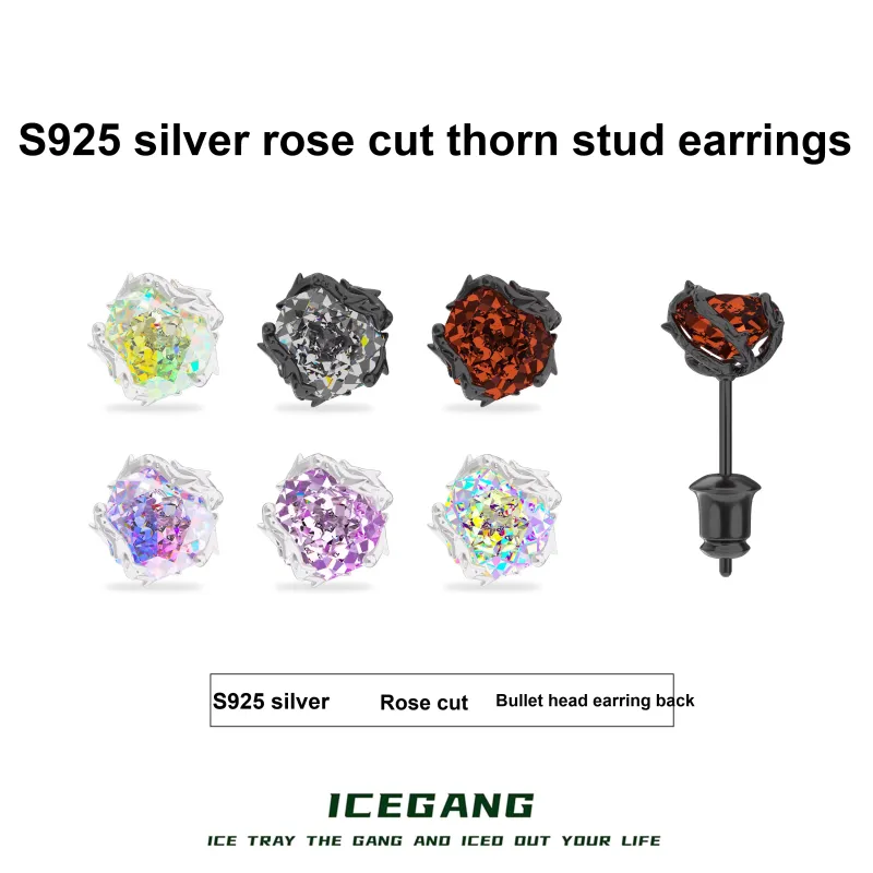 ICEGANG S925 Silver Stud Earrings Unisex-1