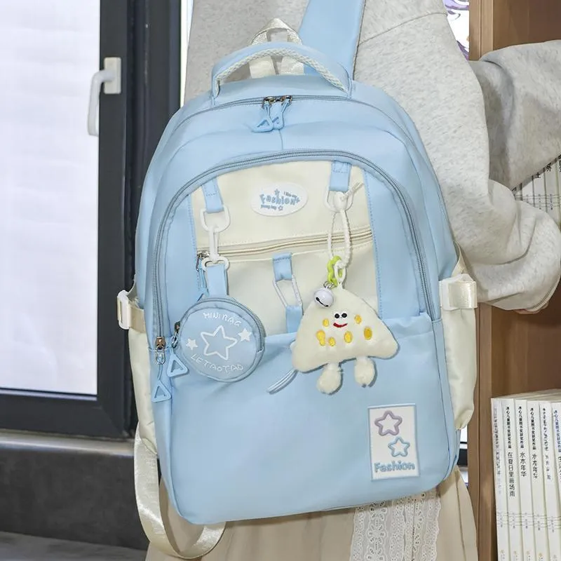 Yalu Nylon Backpack Regular Unisex Black/Pink/Purple/Light Yellow/Peacock Blue/Brown-28