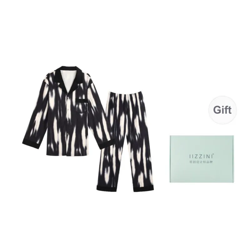 IIZZINI Pajama Set Men's Black White-1