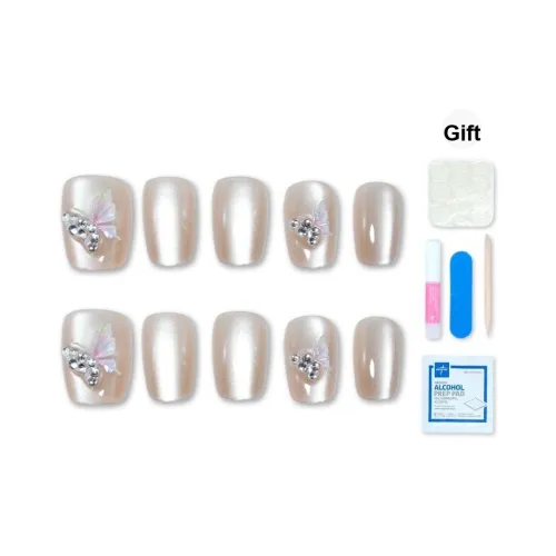 MAXFINE Ice Crystal Butterfly False Nail Tips Короткий Квадрат 14 мм