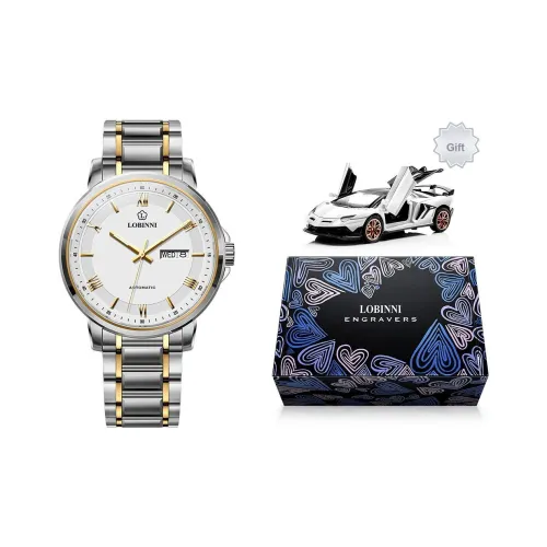 LOBINNI L Бизнес Часы для Мужчин Автоматические Механические Часы Ремешок из Нержавеющей Стали Часы Мужские Белый Циферблат